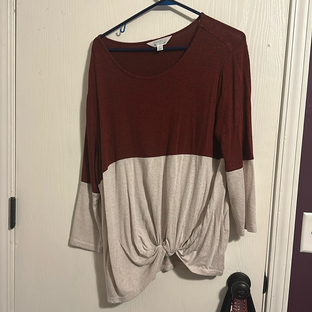 Red and cream sweater